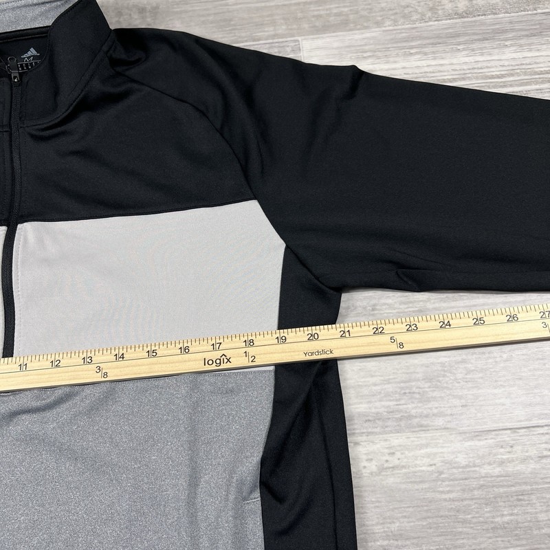 Adidas Men's Medium Colorblock 1/4 Zip Pull Over Golf Sweater Black/Grey GJ0682 gallery