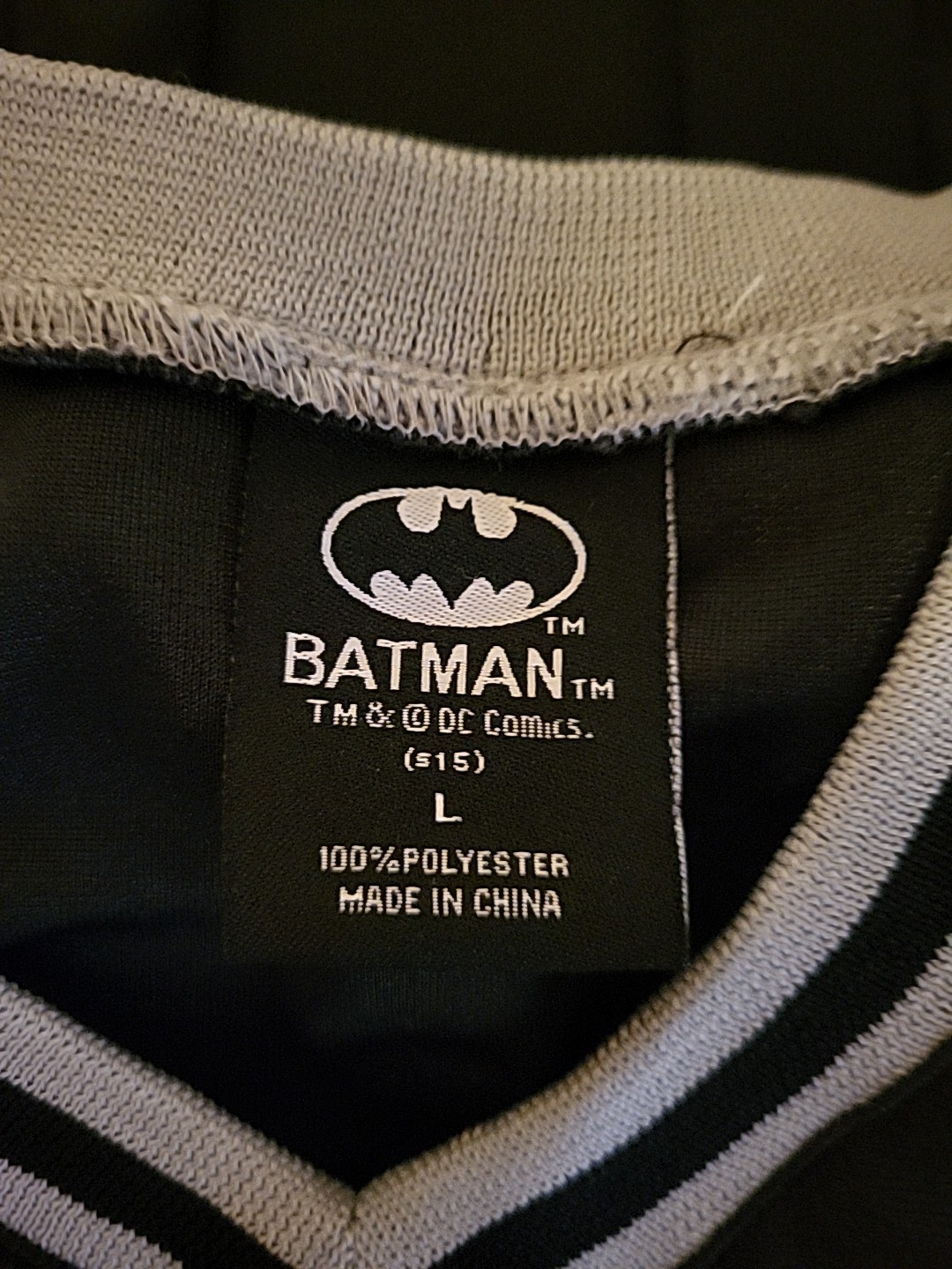 Batman DC Comics Football Jersey Size Large Black & Gold gallery