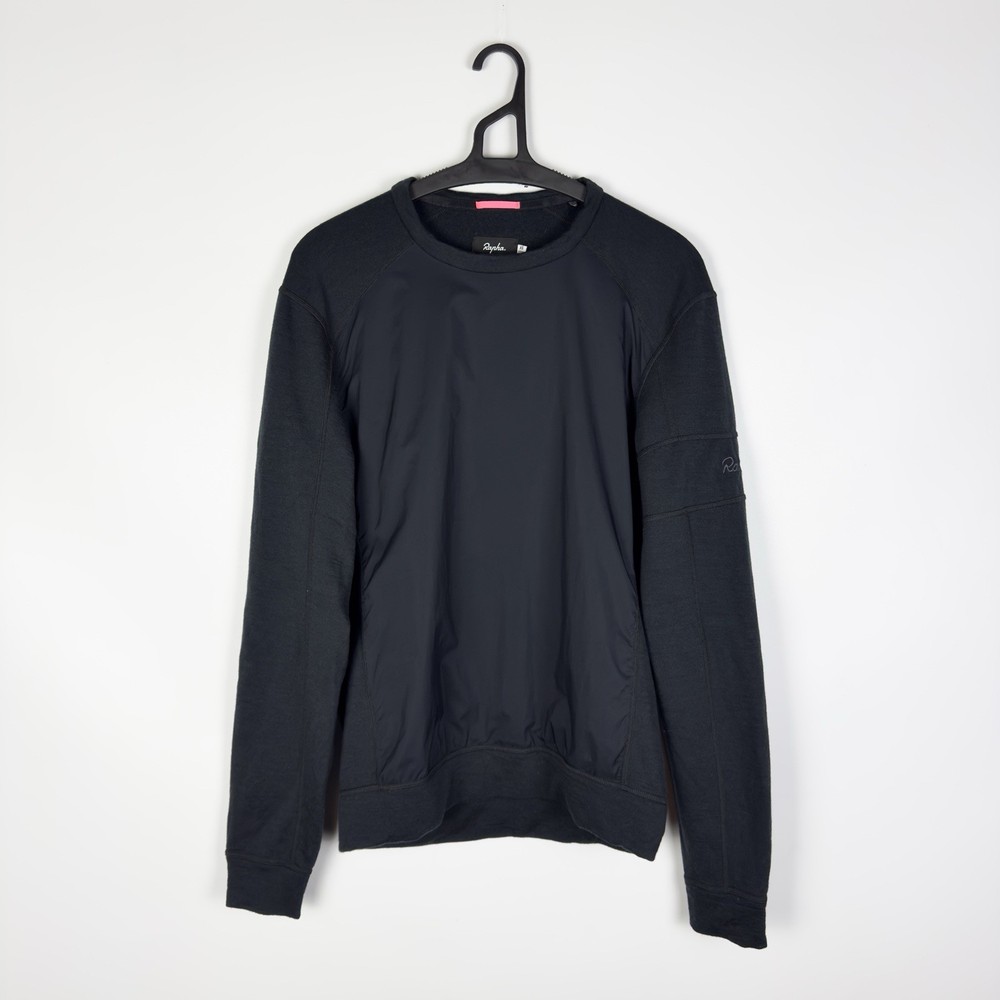 Rapha Merino Windblock Sweatshirt Pullover Wool Mens Black Cycling Wear Nylon XS