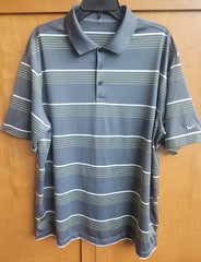 Nike Golf Polo Shirt Mens Size XL Dri-FIT Performance Gray stripe 381254-021
