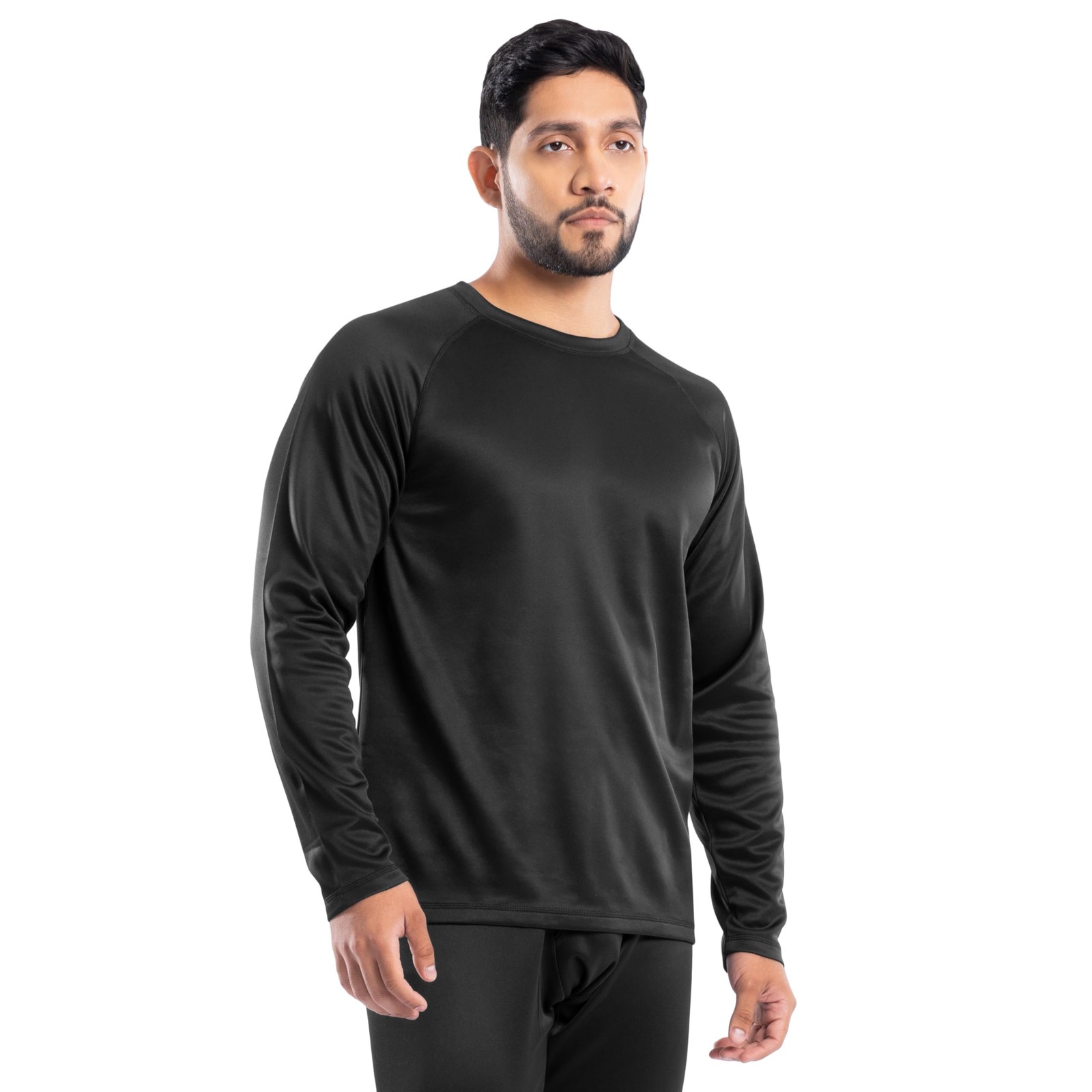 Men's Heavyweight Fleece Thermal Underwear Top, Pitch Black, X-Large gallery