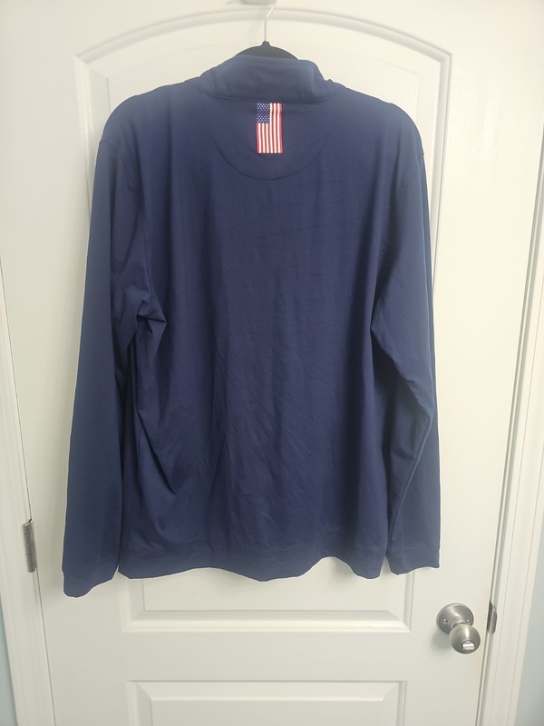 Rhoback Men’s Moisture Wicking Solid Performance Q-Zip USA in Navy ~ Large gallery