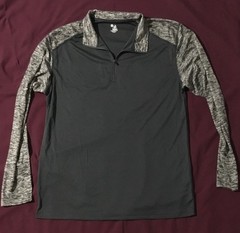 BADGER SPORT (4197) 1/4 ZIP LONG SLEEVE PULLOVER – GRAPHITE SIZE: LARGE – NEW