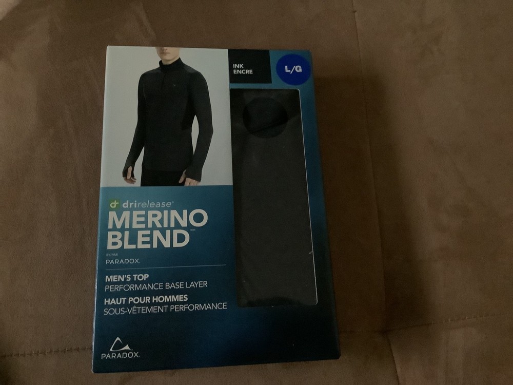 NEW Paradox Dri Release Merino Blend Performance Base Layer, Black LARGE L