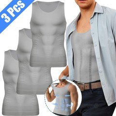 Men 3PCS Body Shaper Vest Moobs Chest Compression Workout T-Shirt Tank Top Gym