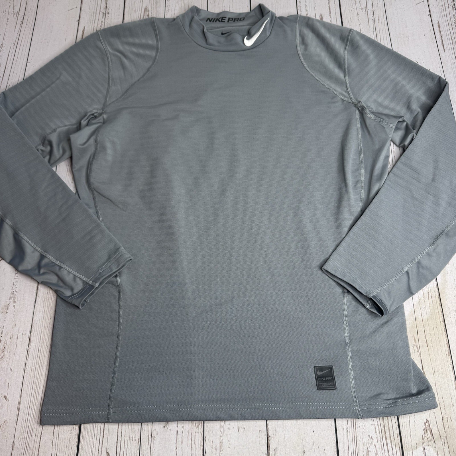 Nike Pro Shirt Mens XL Compression Mock Neck Long Sleeve Embroidered Gym Running gallery