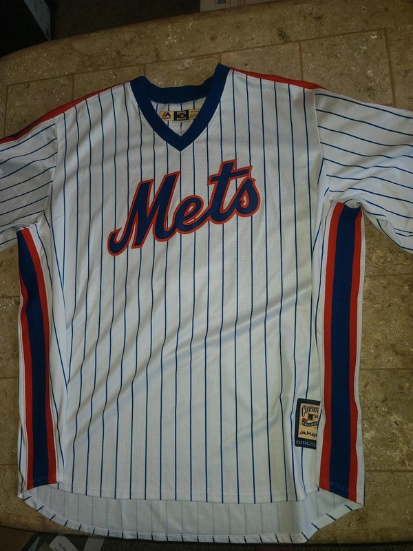 MAJESTIC COOL BASE 2XL XXL 3XL MIKE PIAZZA PINSTRIPE 1986 NEW YORK METS JERSEY gallery