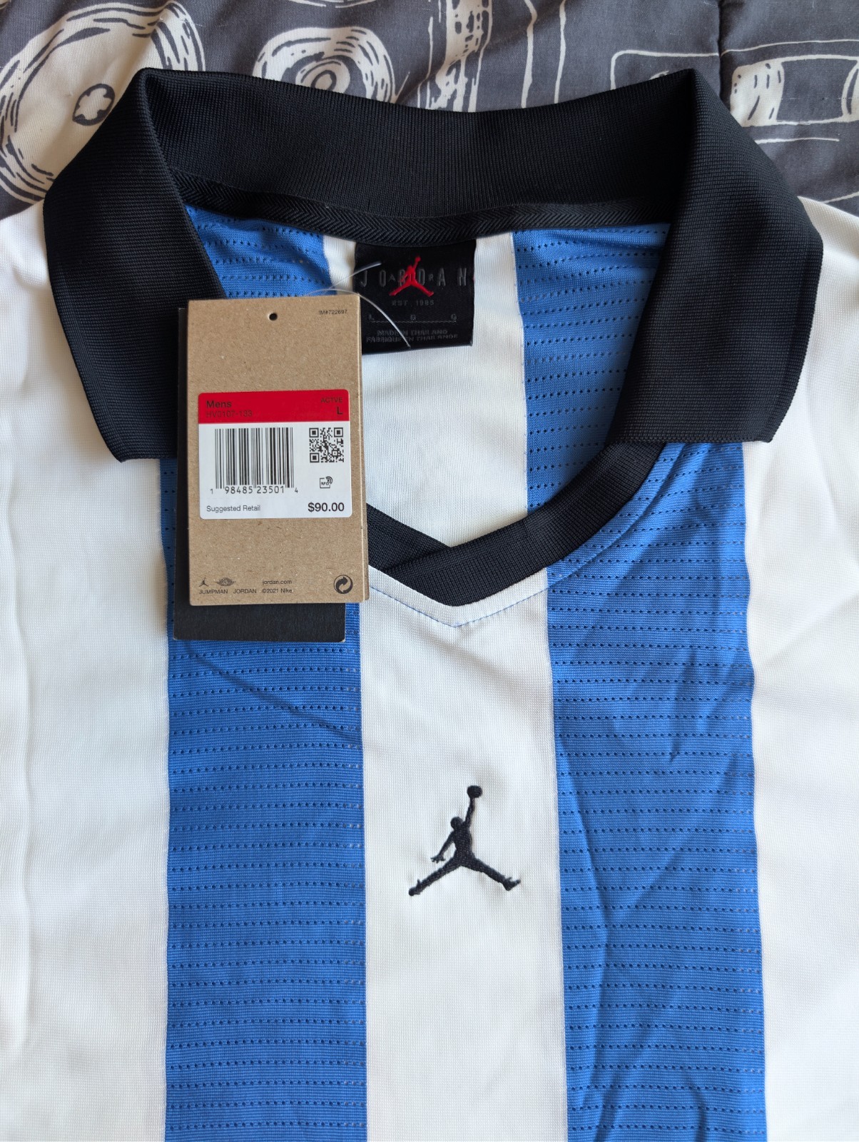 Jordan Brooklyn Men's Collegiate Goalie Top Blue White Size Large HV0107-133 gallery