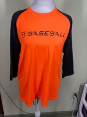 Under Armour Sz S Heatgear Loose 9 Strong Baseball Orang 3/4 Camo Sleeve T-Shirt