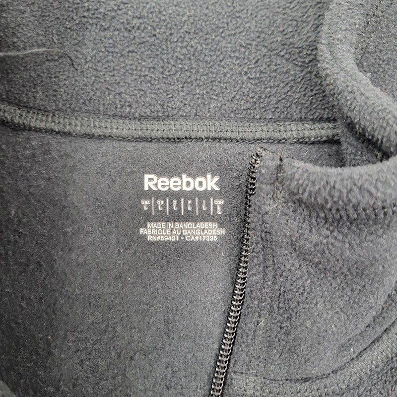 Reebok 1/4 Zip Pullover Mens Large Black Performance Mock Neck Embroidery gallery