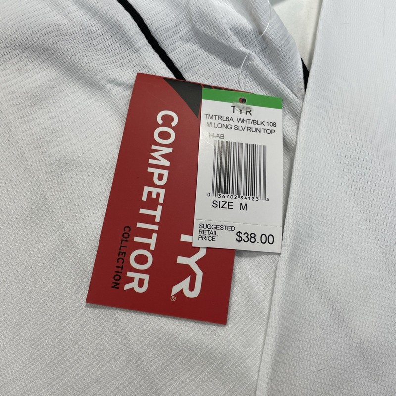 NWT TYR Competitor Collection Men’s White Running Top Long Sleeves Shirt gallery