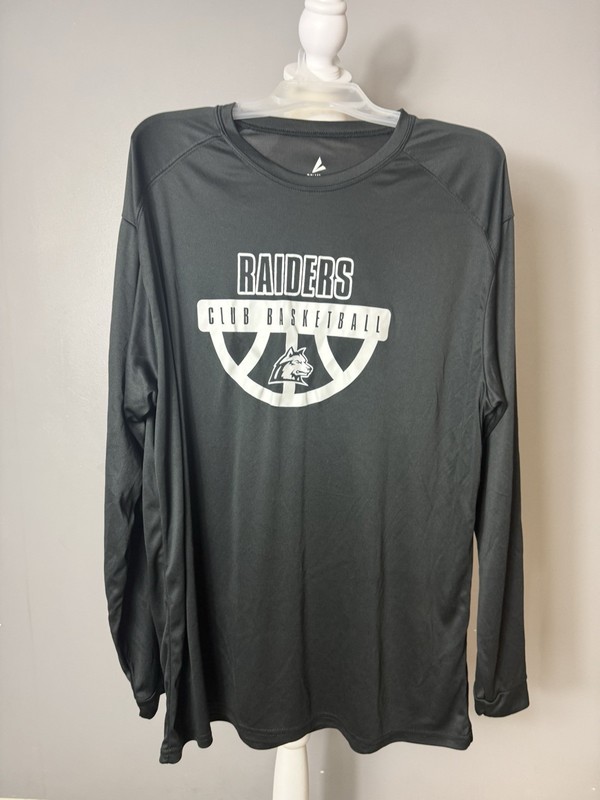 Men’s BSN Sport Black Long Sleeve Athletic Shirt With Graphic Raiders Club Sz XL gallery