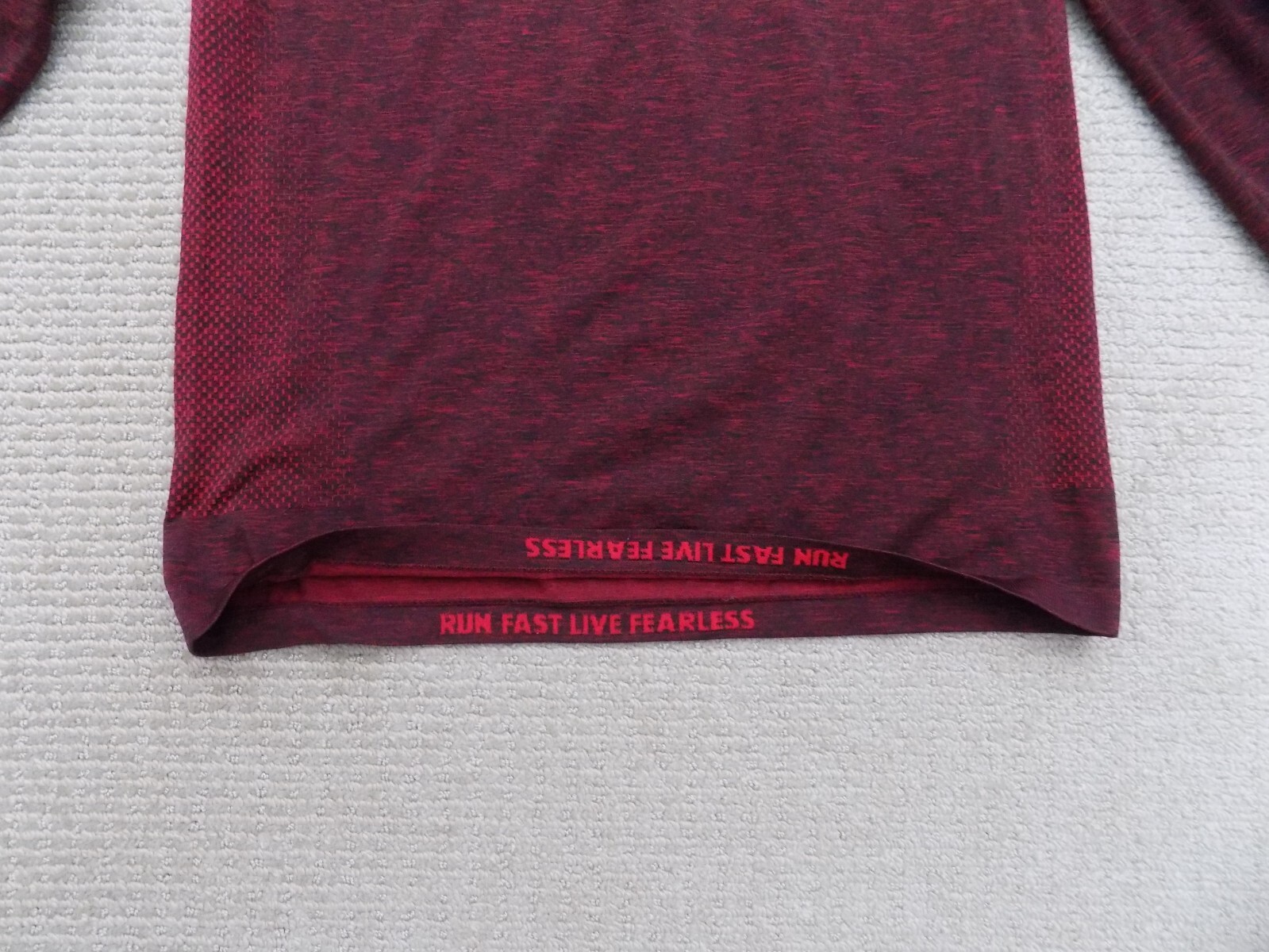MENS S SMALL NIKE KNIT RUNNING DRI FIT LS T SHIRT TOP RED BLACK HEATHER 642124 gallery