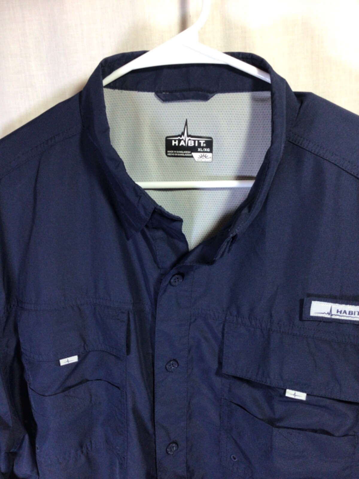 Habit Blue XL Long Sleeve Sun Protection Button Down Activewear Fishing B11 gallery