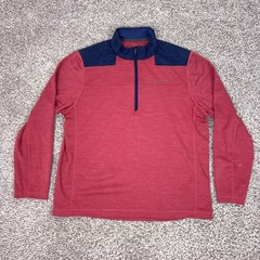 Vineyard Vines Pullover Mens XL Red Navy Performance 1/4 Zip Striped Long Sleeve