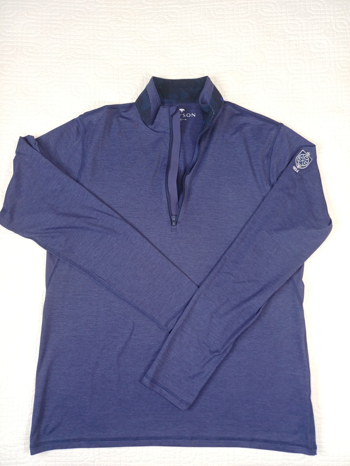 Greyson Pullover Men Medium Blue 1/4 Zip Stretch Perform Golf Mesh Brrr Camo Col gallery
