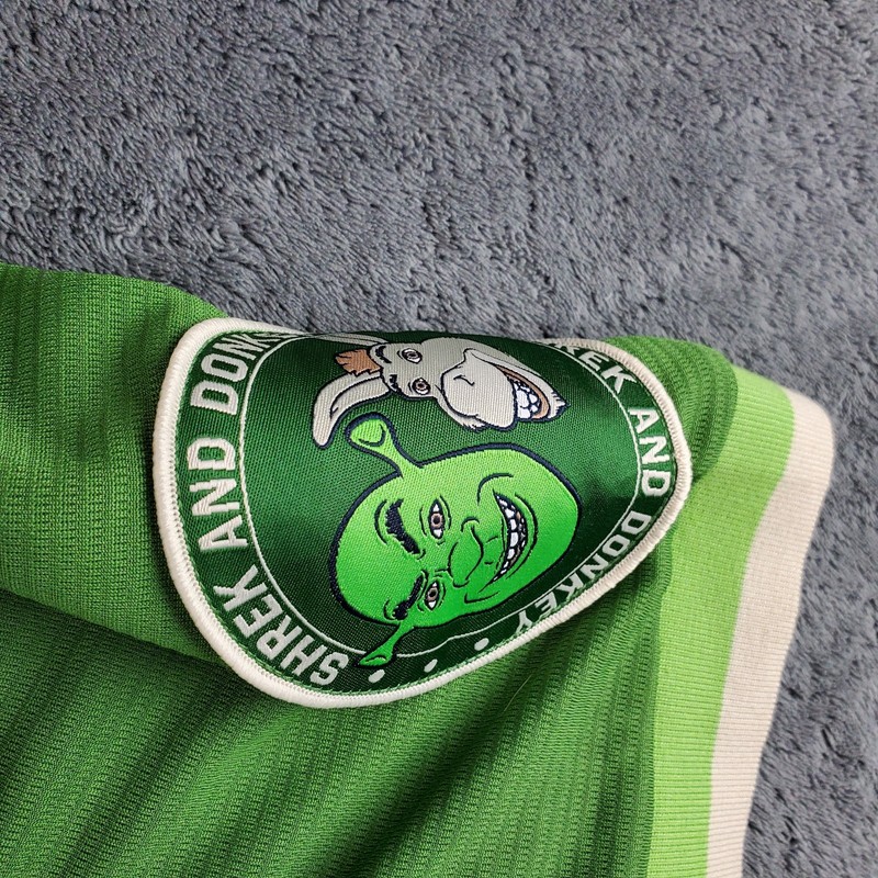 Dreamworks Shrek Jersey Mens 2XL Green Swamp #01 Baseball Button C Spot Donkey gallery