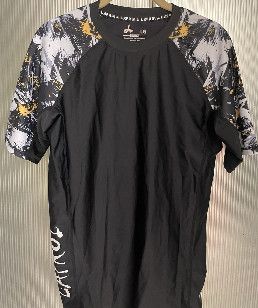LAFROI Men's Short Sleeve UPF 50+ Baselayer Compression Rash Guard Size L