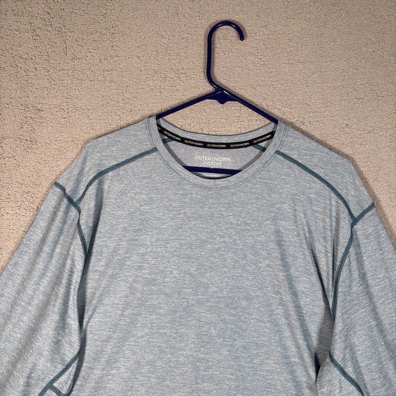 Outerknown Active Shirt Men’s Size 2XL Heather Blue Contrast Stitch Performance gallery