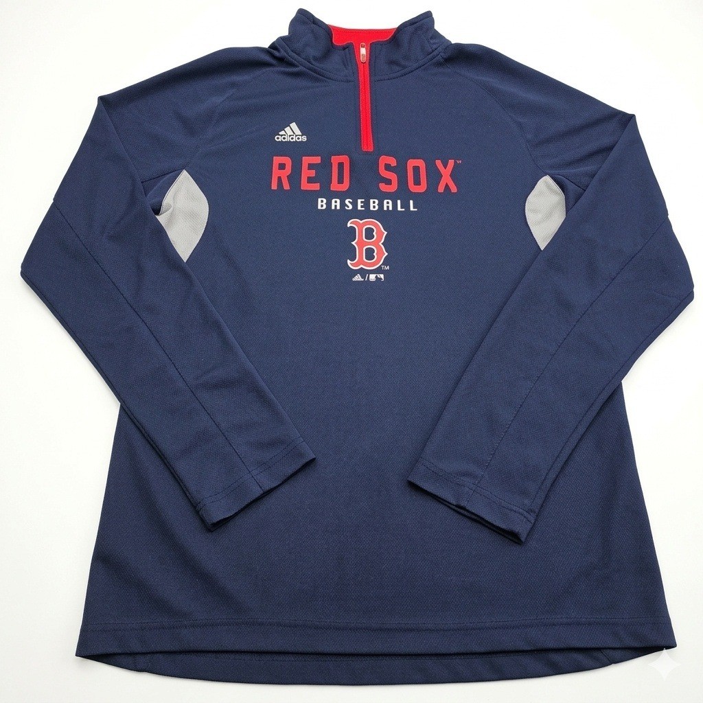 Adidas Men's Extra Large s Boston Red Sox MLB 1/4 Zip Pullover Jacket Navy Blue gallery
