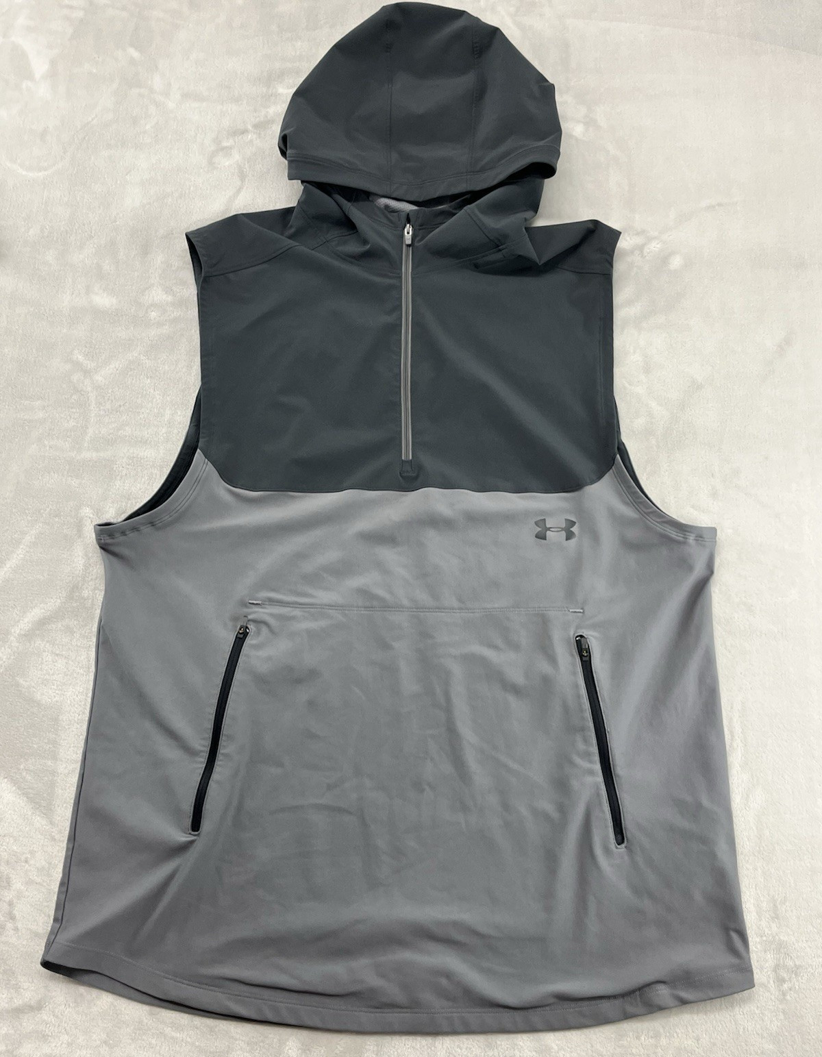 Under Armour Threadborne 1/4 Zip Pullover Men 2XL Gray Lined Hooded HeatGear Gym gallery