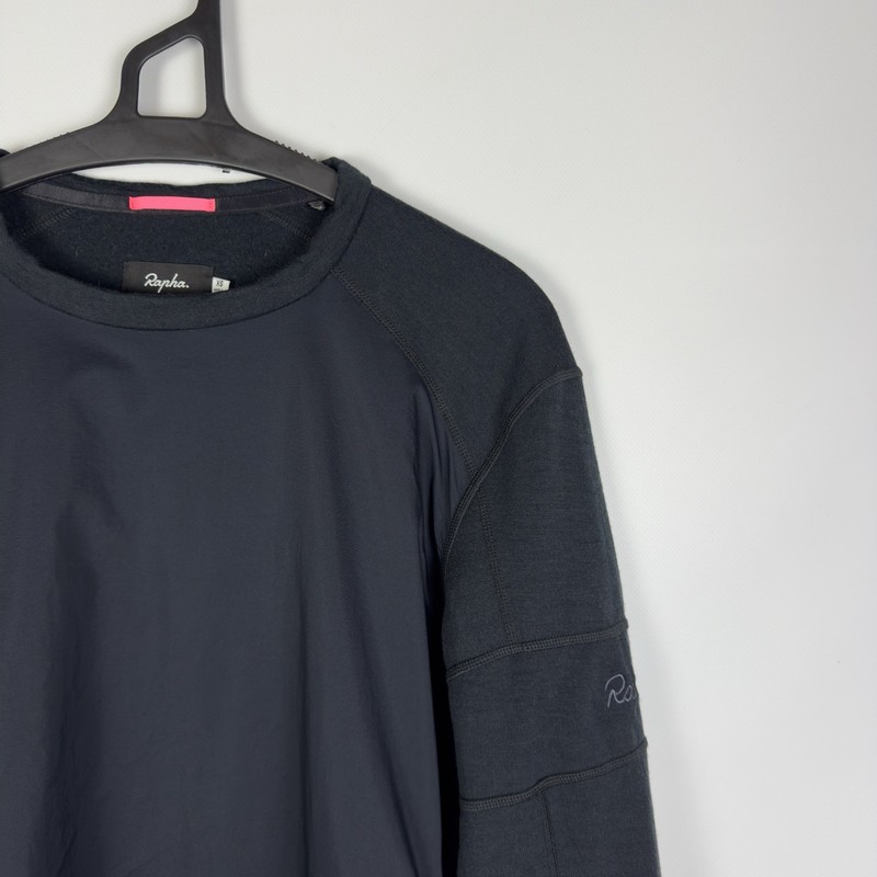 Rapha Merino Windblock Sweatshirt Pullover Wool Mens Black Cycling Wear Nylon XS gallery