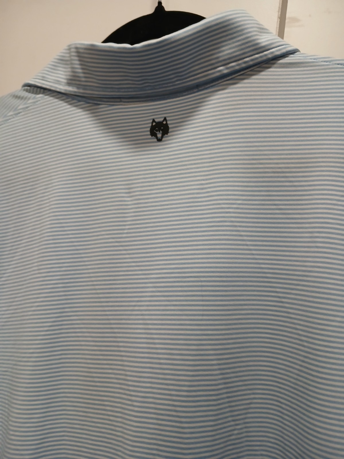 Greyson Golf Polo Shirt Performance Mens Size XL Wolf Logo Blue striped gallery