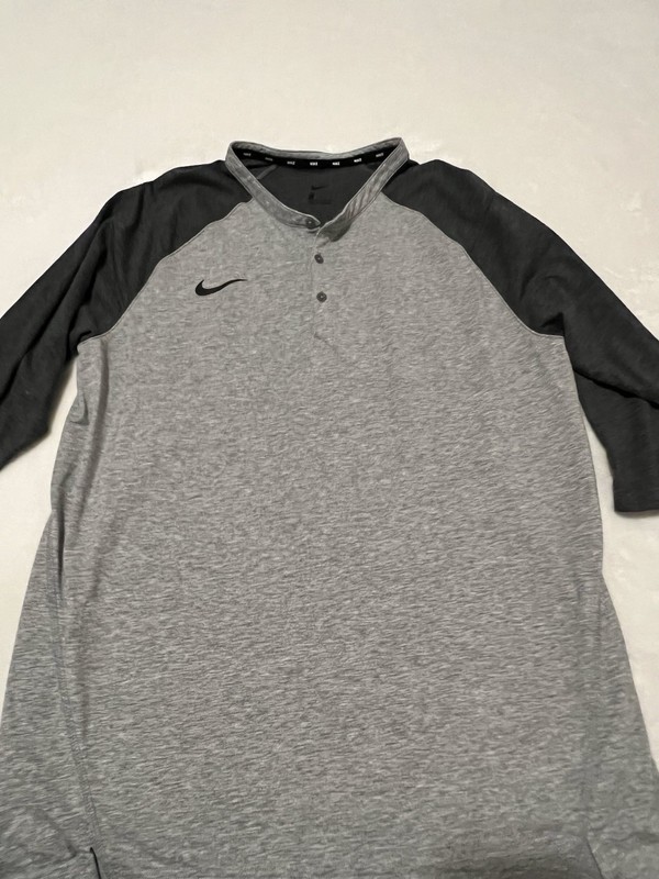 Nike 3/4 Sleeve Shirt Mens Large Gray Charcoal Baseball Casual gallery