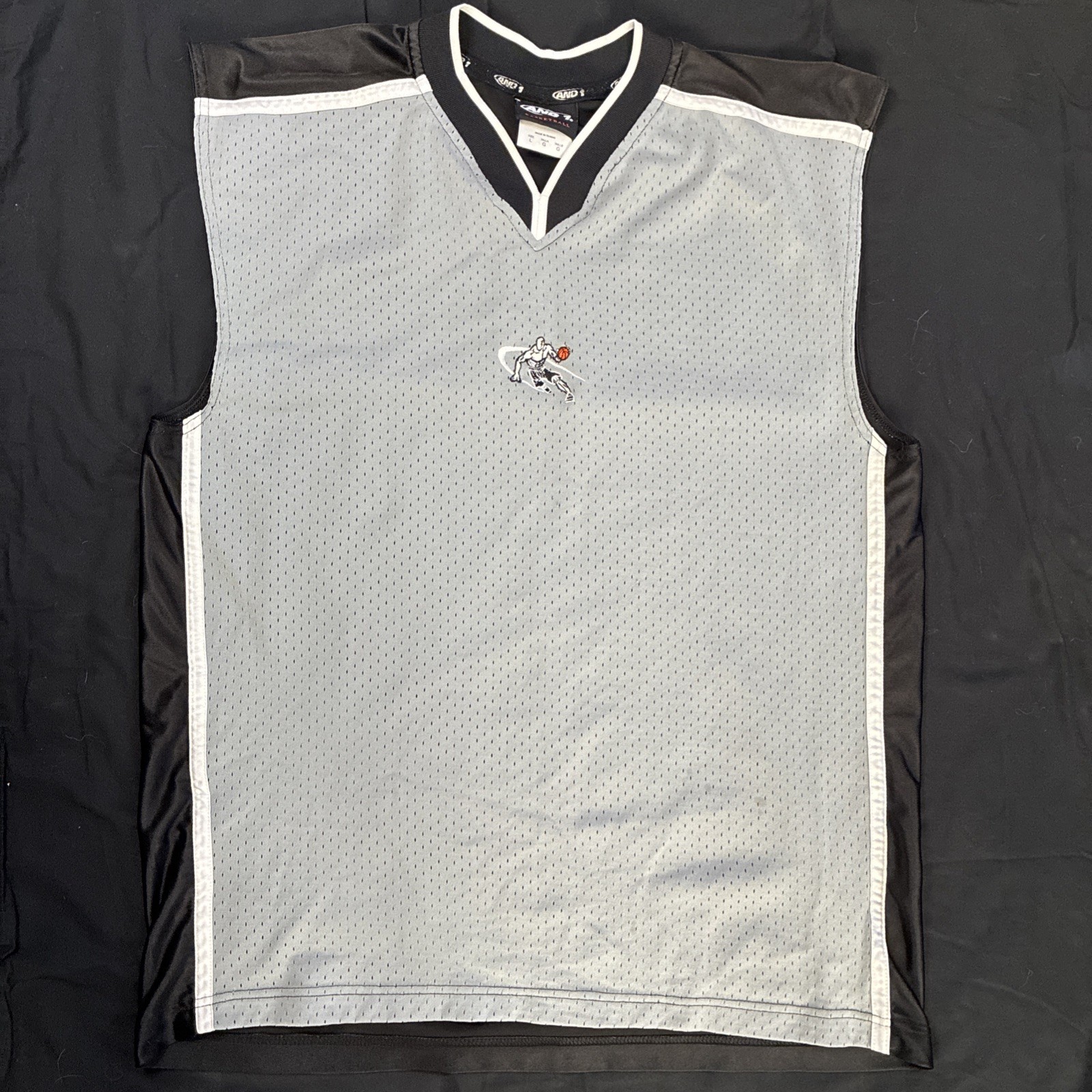 1990s gray and 1 jersey y2k sleeveless basketball workout tank size L gallery