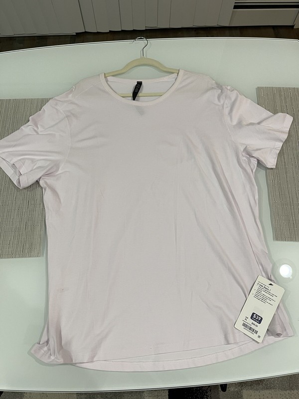 NWT LULULEMON Light Pink Pima Cotton 5 Year Basic T SS Shirt Men's XL Flaw gallery