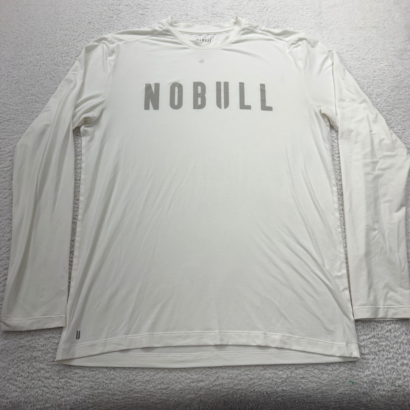 NOBULL Mens Long Sleeve Training Shirt White Grey Logo Polyester Tencel Large gallery