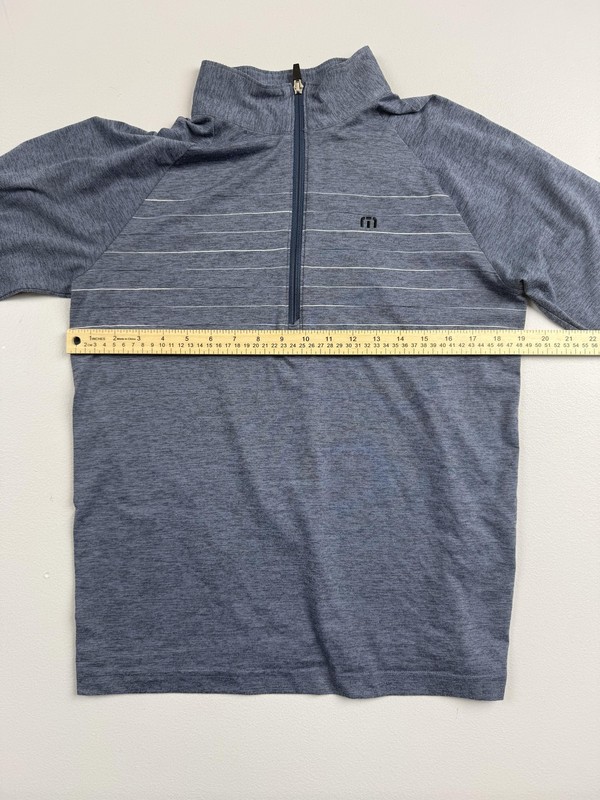 TravisMathew Pullover Mens Small Blue Quarter Zip Stripe Golf Performance Top gallery