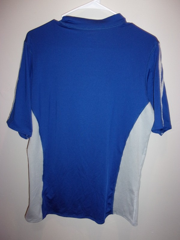 Adidas ClimaCool Men's Size M Short Sleeve Shirt blue with white stripes gallery