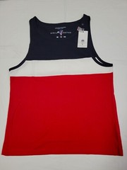 Denim and Flower Summer Tank top Ricky Singh Size Medium Red White Blue