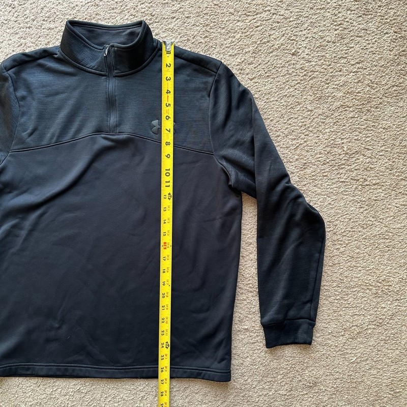 Under Armour Sweater Mens Medium 1/4 Zip Mock Neck Pullover Coldgear Loose Black gallery
