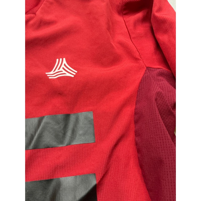 Adidas Vintage Pullover Training Top Red Grey Stripe Soccer Jersey Mens Large gallery