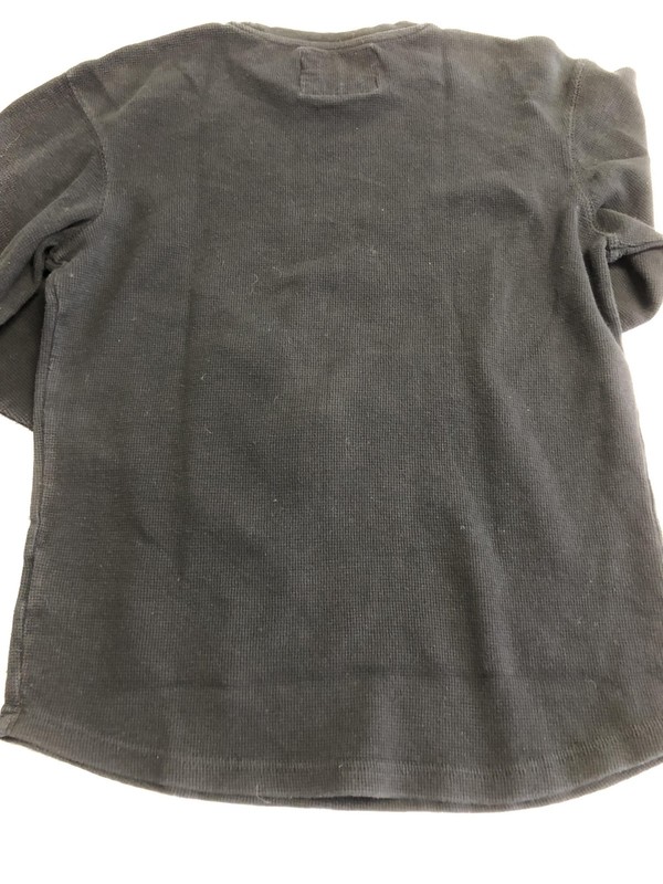 CSG Shirt Youth Large Black Thermal Waffle Knit Long Sleeve Cotton Crewneck gallery