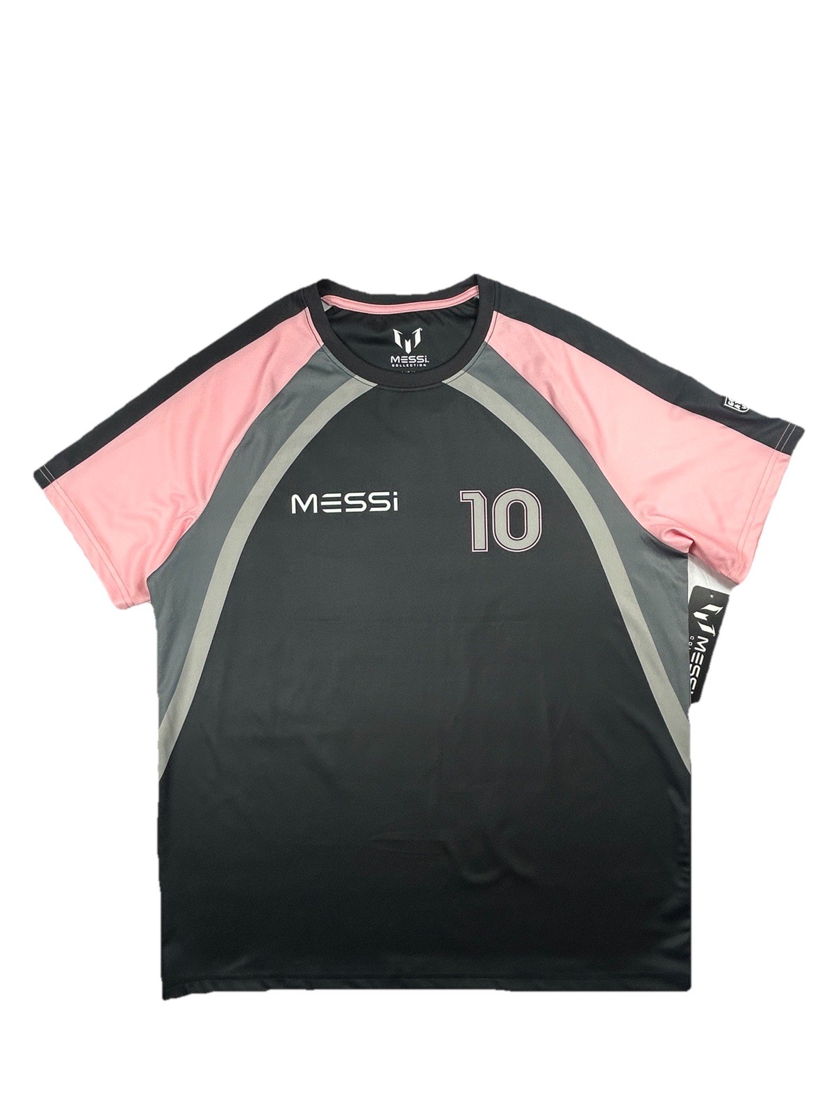 Messi Collection Soccer Jersey Men’s Large Black Pink #10 GOAT Logo Athletic NWT gallery