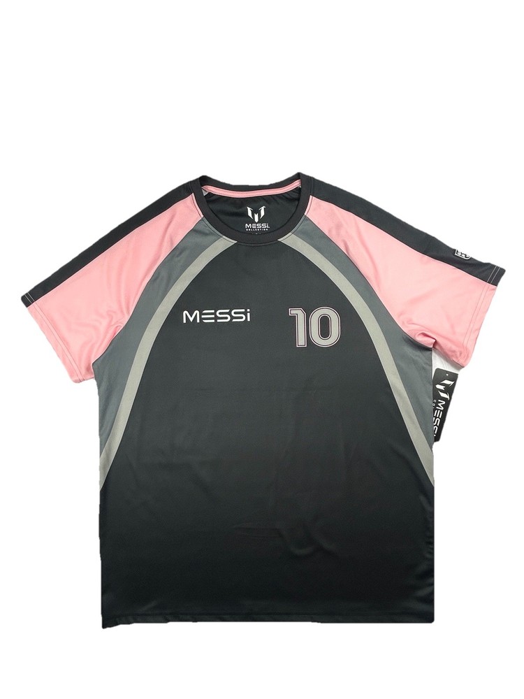 Messi Collection Soccer Jersey Men’s Large Black Pink #10 GOAT Logo Athletic NWT