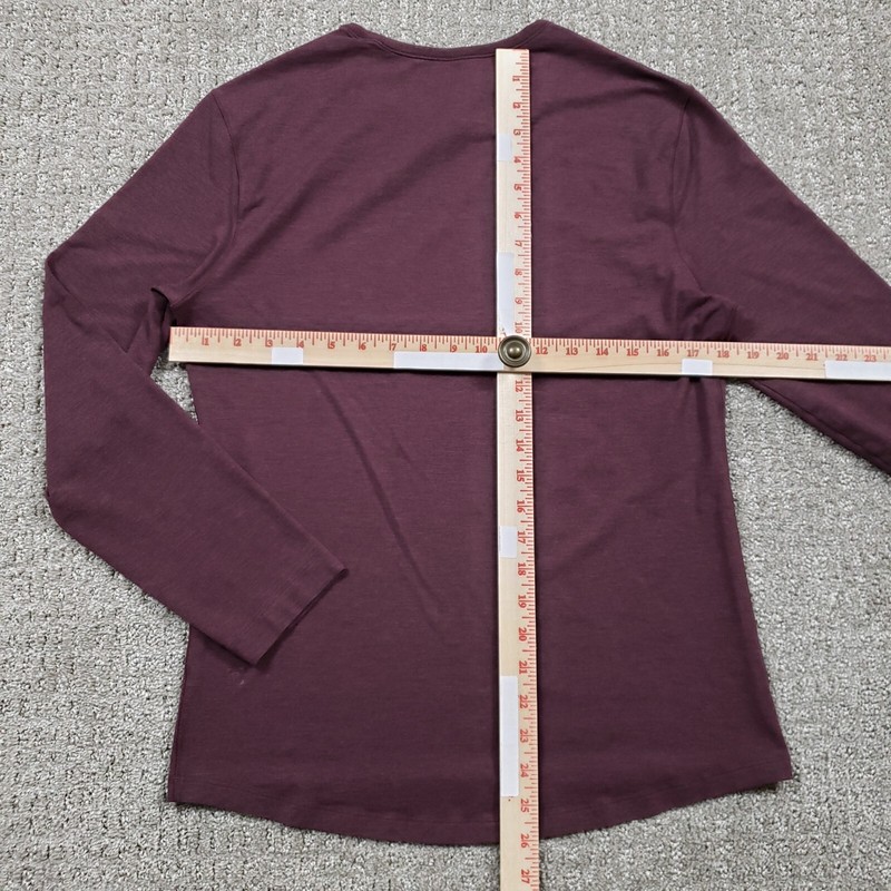 LULULEMON Shirt Mens Small 5 Year Basic Tee Long Sleeve Red Heathered Dark Plum gallery