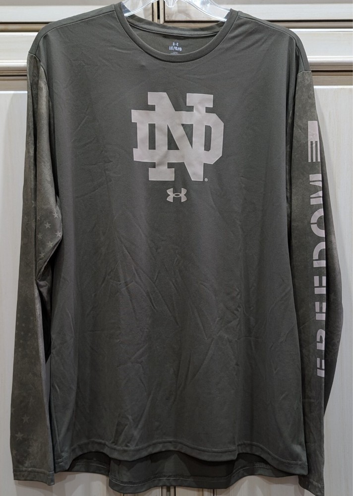 NEW Men's Large Under Armour UA Freedom Collegiate Long Sleeve Shirt Notre Dame