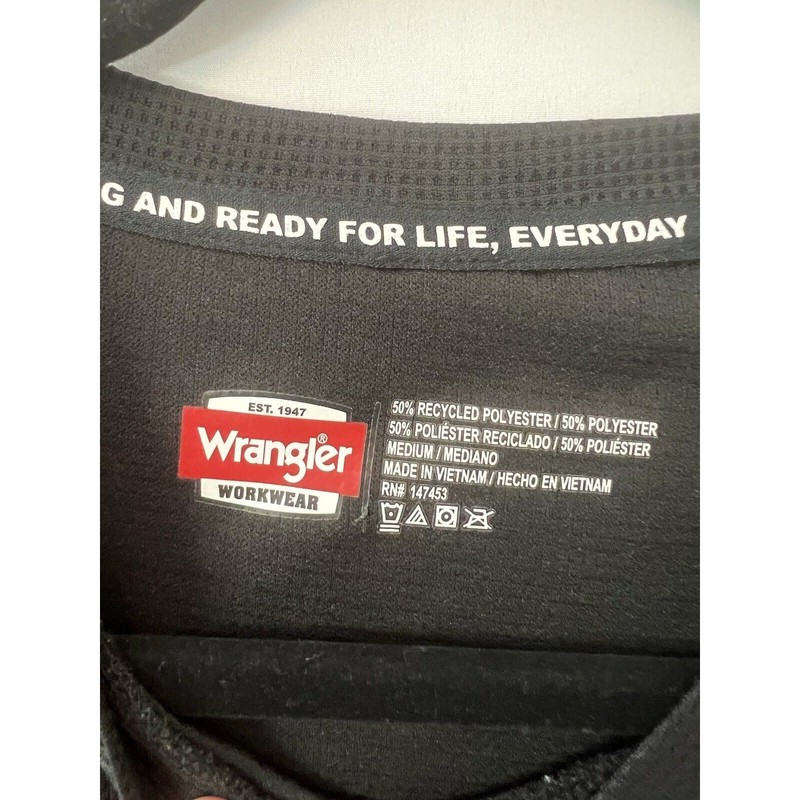 Wrangler Mens Medium Crew Neck Pullover Long Sleeve T Shirt Black gallery