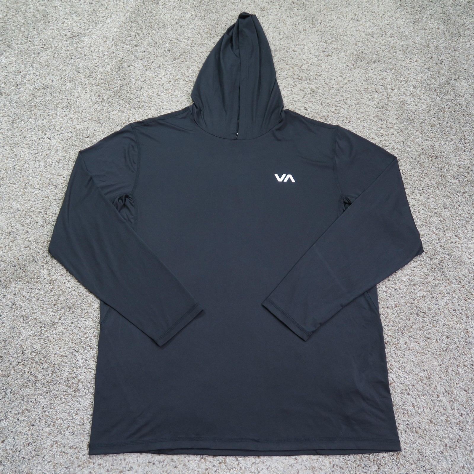 RVCA Shirt Men 2XL Black Hoodie Sport Vent Performance Stretch Athletic Pullover gallery