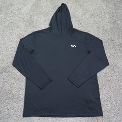 RVCA Shirt Men 2XL Black Hoodie Sport Vent Performance Stretch Athletic Pullover