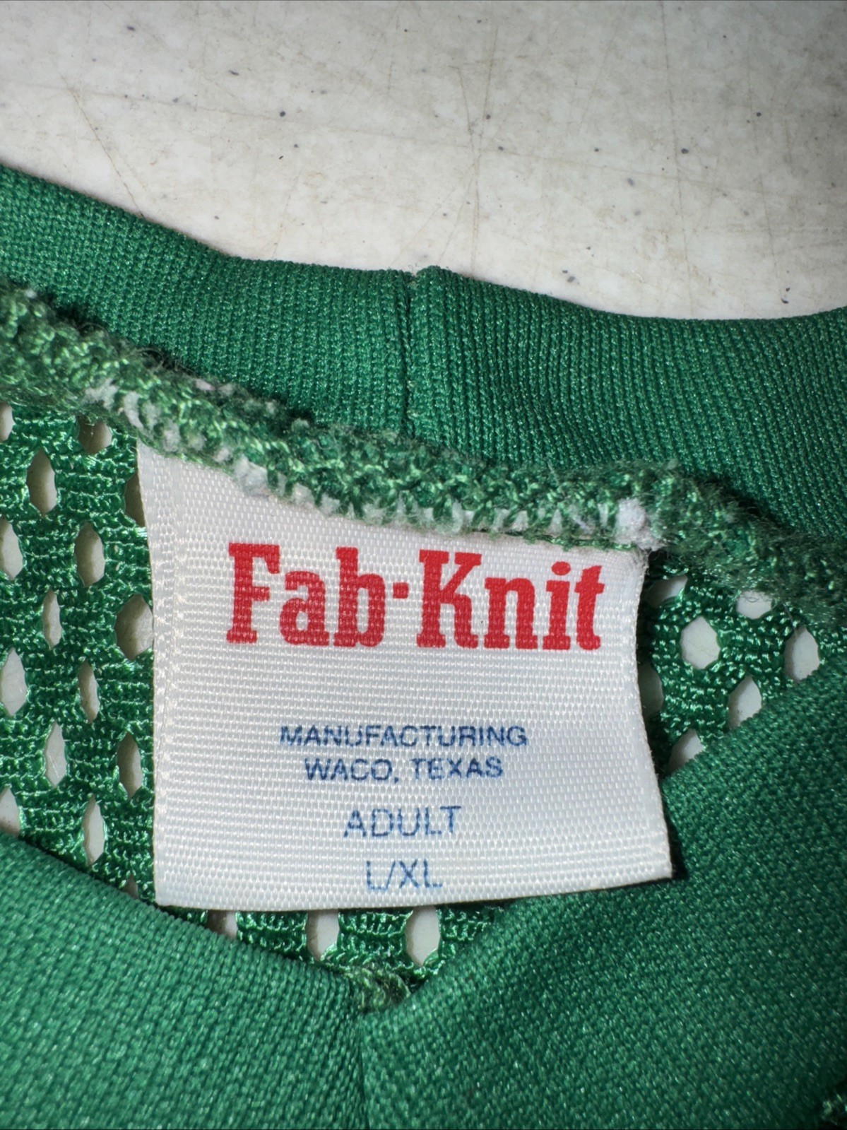 Vintage Fab-Knit Football Mesh Jersey USA Made Size Adult S/M Green 87 Waco Tx gallery