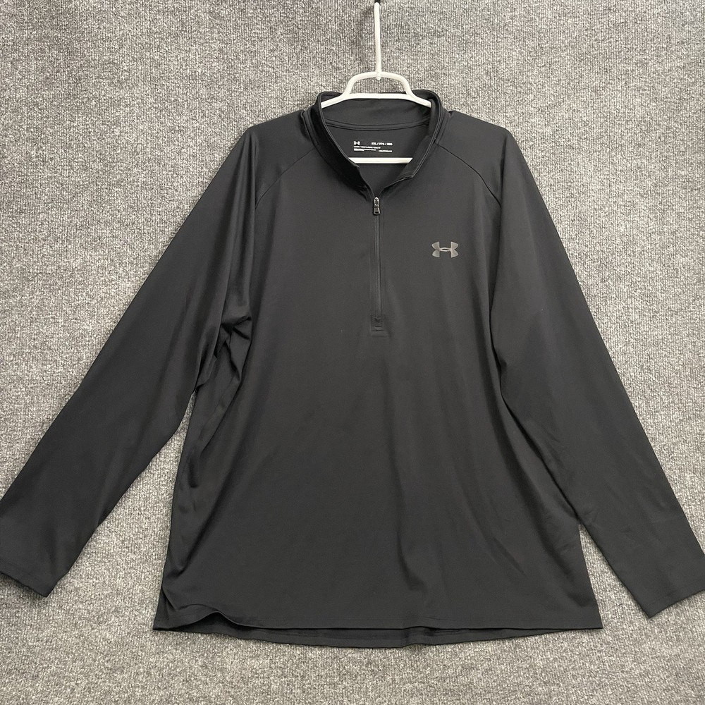Under Armour 1/2 Zip Pullover Men's Sz 2XL Black HeatGear Long Sleeve