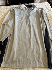 Puma Light Gray and Navy Quarter-Zip Athletic Pullover