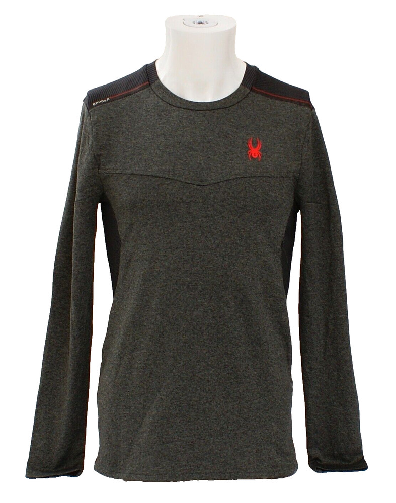 Spyder Men's S Gray & Black ProWeb Crew Neck Long Sleeve Pullover Shirt