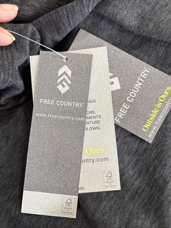 NWT Men’s Free Country Sueded micro-tech Charcoal Black Long Sleeve Tee Large gallery