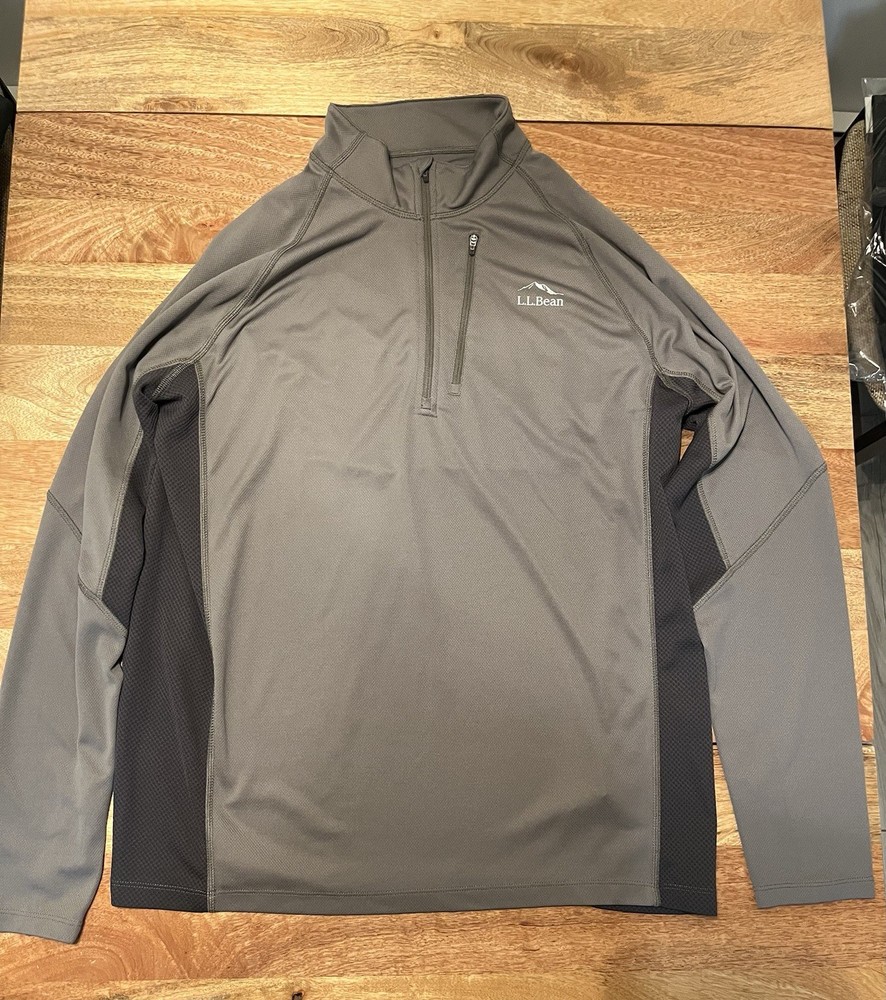 L.L.Bean Men’s Quarter Zip Pullover Gray Performance Athletic Lightweight L Tall